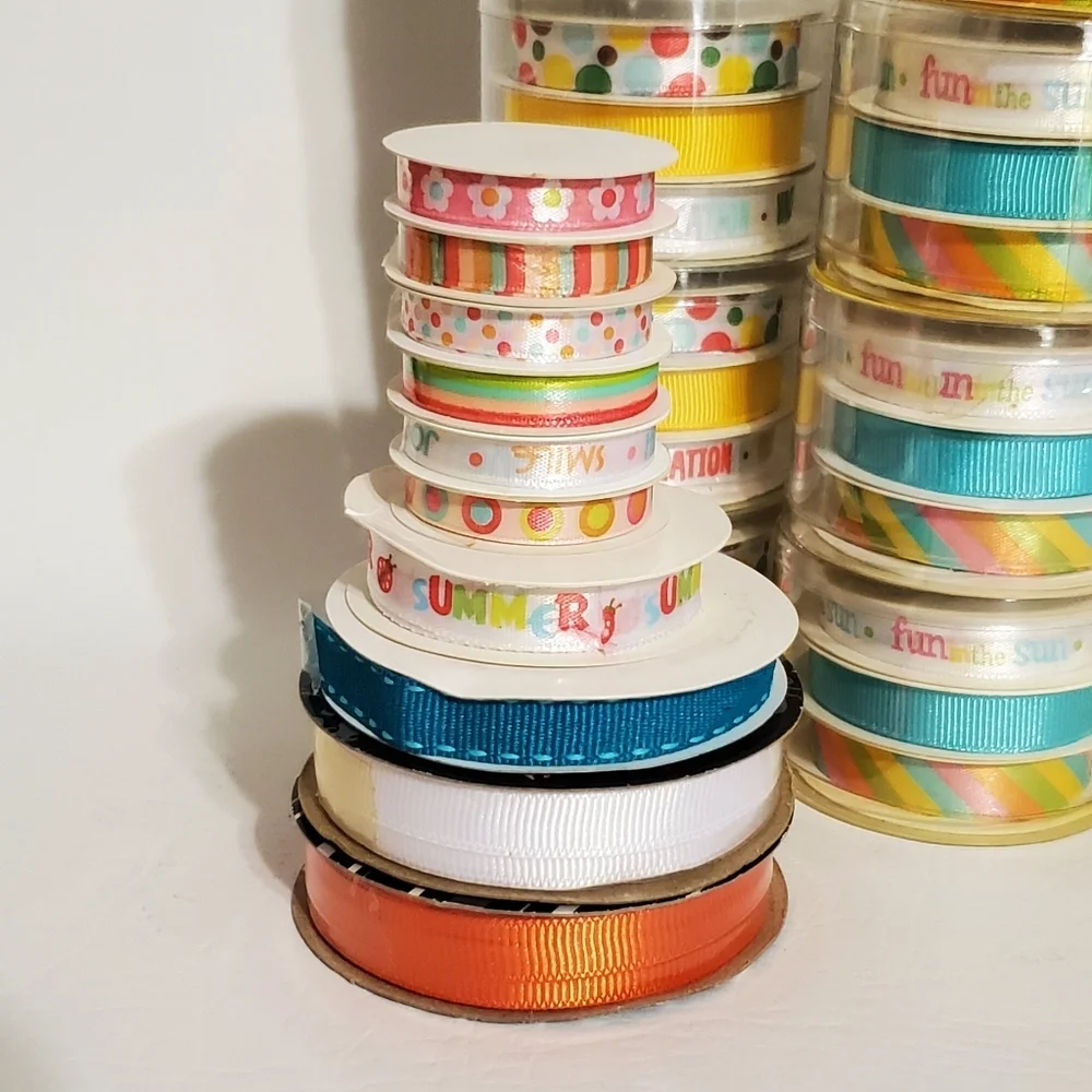 Lot Spring Summer Grosgrain Satin Ribbon Hair Bow Supplies Hairclip Jellybean Pi